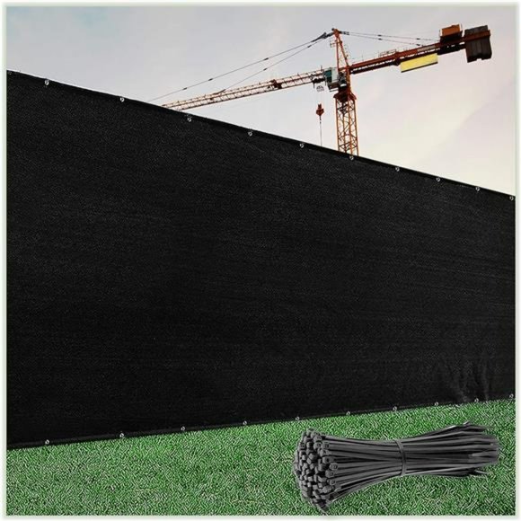 6' x 50' Black Fence Privacy Screen Windscreen Cover Fabric Shade Tarp Mesh - Picture 1 of 7